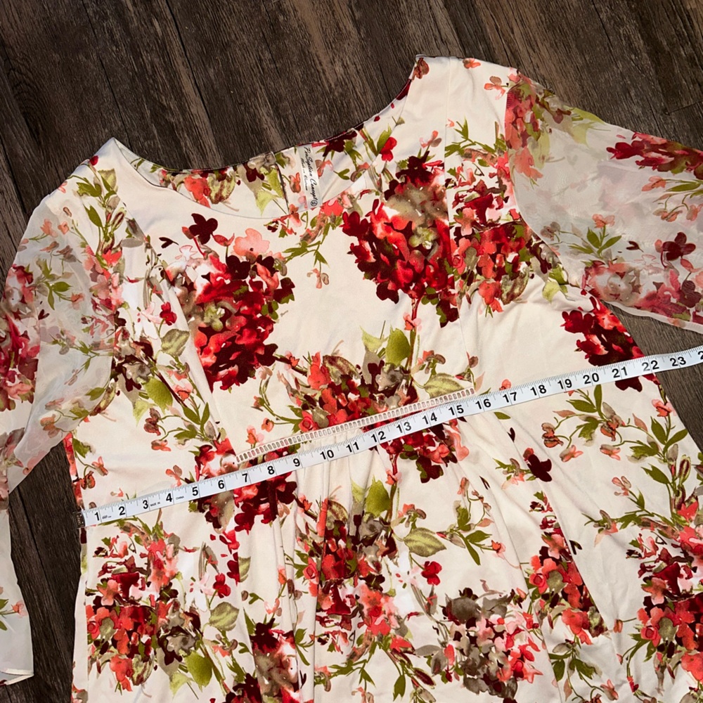 PerSeption Concept White Pink Floral Blouse size XL - Picture 8 of 13
